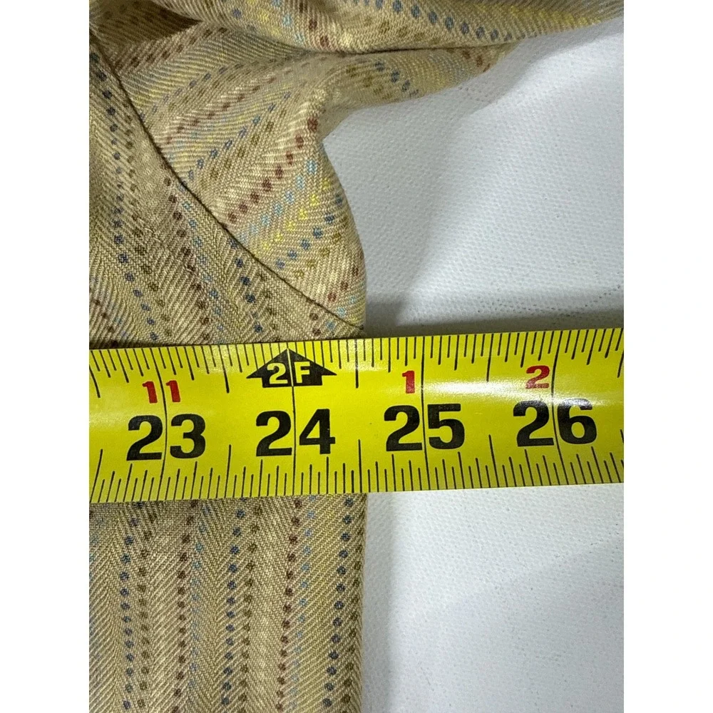Sette Ponti Silk Shirt Mens XXL Tan Excellent Short Sleeve Striped Button Up
